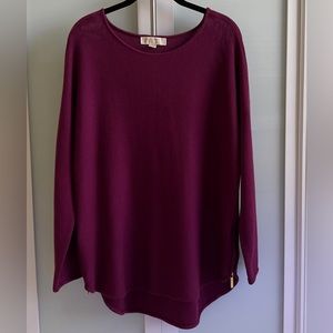 MICHAEL KORS Pullover Sweater | Large | Scoop Neck | Side Zippers | Burgandy